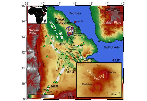 Topographic Map Of The Afar Rift Zone ARZ From The 90 M SRTM