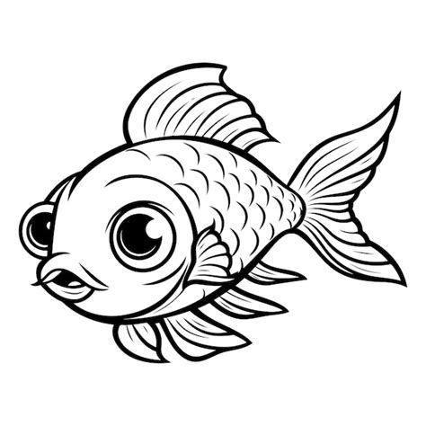 Happy Cartoon Fish SVG, Clip Art, Black & White - Digital Download, fish clip