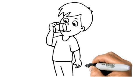 How To Draw A Person Drinking Water Step By Step Drawing Tutorials