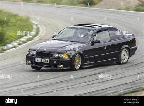 Modified Bmw E36 Racing On The Road During A Competition In Barcelona