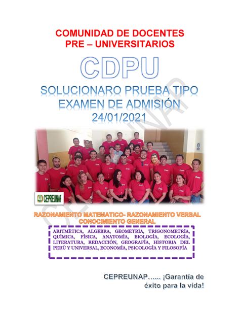 Solucionario Simulacro Domingo Comunidad De Docentes Pre