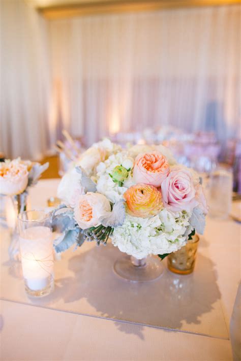 Pastel Floral Centerpiece With Dusty Miller Elizabeth Anne Designs