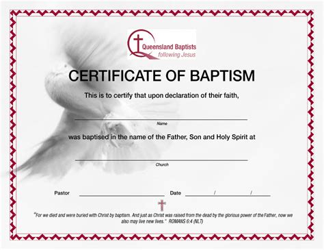 Certificate Of Baptism Printable