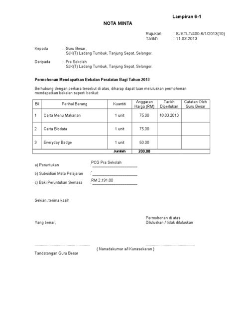 Nota Minta Format Baru