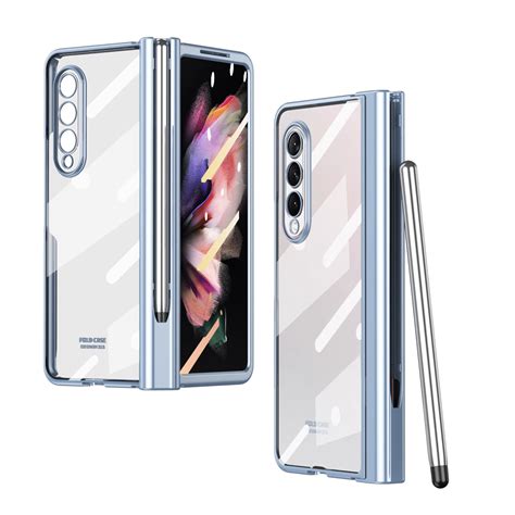 Elehold For Samsung Galaxy Z Fold 4 Clear Back Plating Frame Case Tempered Glass Screen