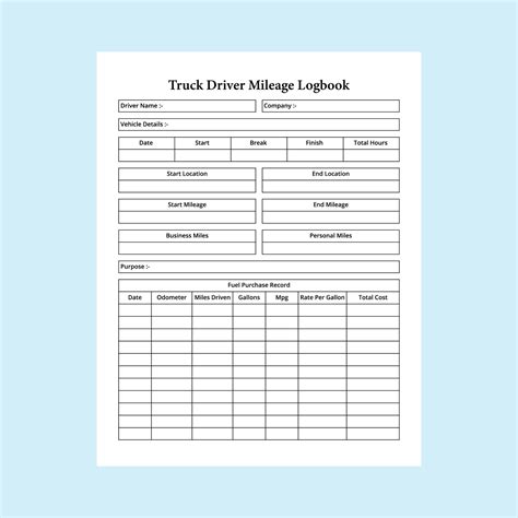 Truck Driver Mileage Log Book Interior A Truck Driver And Company