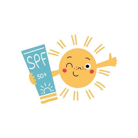 Premium Vector Cute Sun Character Winking And Holding Sunscreen