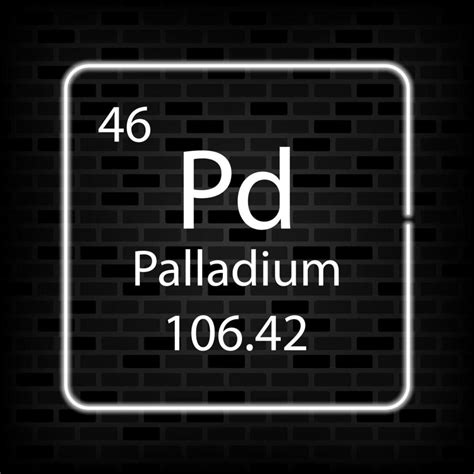 Palladium Neon Symbol Chemical Element Of The Periodic Table Vector Illustration 21554675