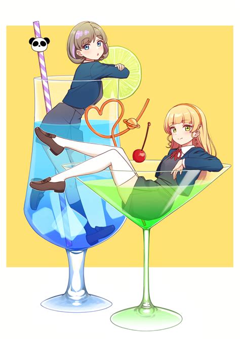 Safebooru 2girls O Bangs Blazer Blonde Hair Blue Eyes Blue Jacket Blunt Bangs Bob Cut Border