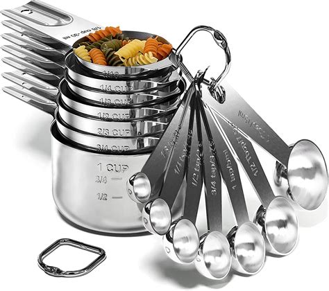 188 Stainless Steel Measuring Cups And Spoons Set Of 16 Pieces 7 Nesting Cups And