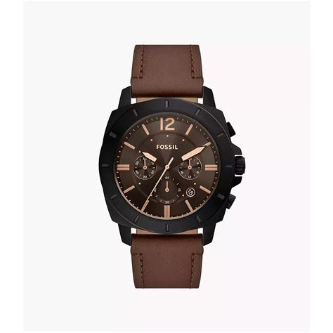 Privateer Chronograph Brown Leather Watch Bq Fossil Watches