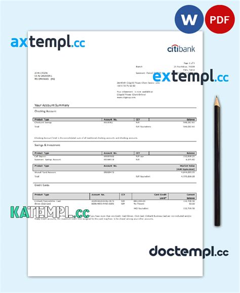 Sample France Citibank Bank Statement Template In Word And PDF Format