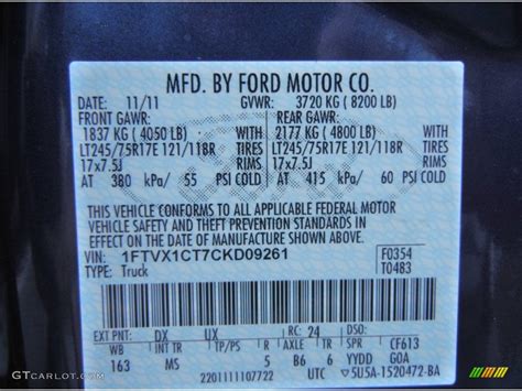 2012 F150 Color Code Dx For Dark Blue Pearl Metallic Photo 58503317