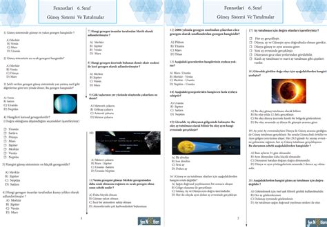 S N F Nite G Ne Sistemi Ve Tutulmalar Konu Tarama Testi