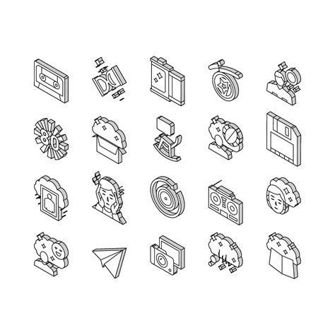 Nostalgia And Memory Collection Isometric Icons Set Vector 39840083