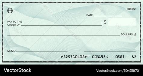 Blank Bank Check Checkbook Cheque Template Vector Image