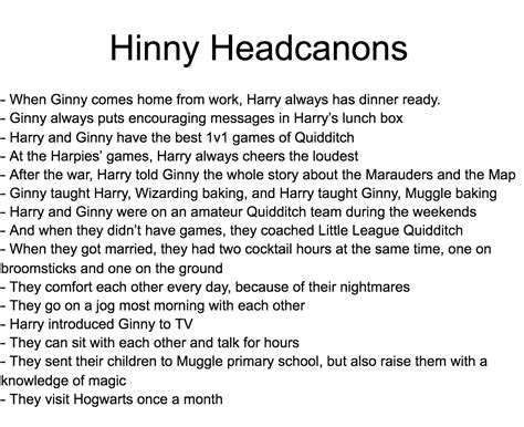 Hinny Headcanons Harry Potter Headcannons Harry Potter Ginny Harry