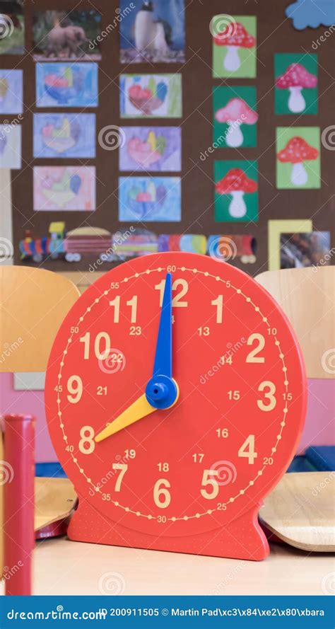 Plastic Children`s Analog Clock in the Classroom for Interactive ...