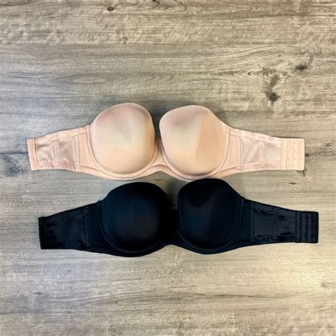 Wacoal Intimates Sleepwear Set Of Wacoal Red Carpet Strapless Bras Black And Nude Womens