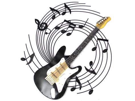 Metal Wall Art - Electric Guitar Music Swirl