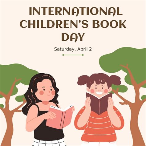 Premium Psd Beige Illustrated International Childrens Book Day