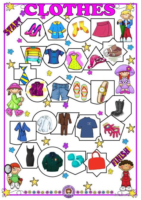 Clothes Board Game English Esl Worksheets Pdf And Doc