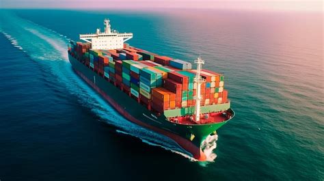 Premium Photo Aerial View Of Container Cargo Ship In Sea Generative Ai