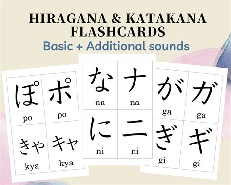 Japanese Hiragana Katakana Flashcards Basic Additional Etsy