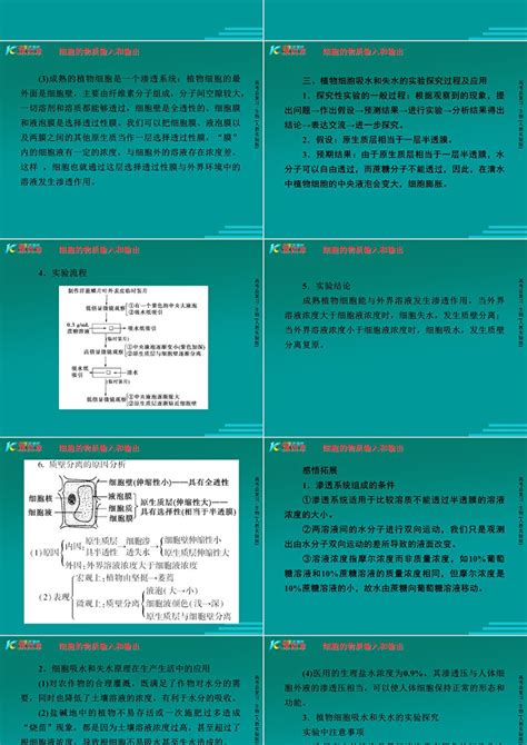 2012高考指向标生物一轮复习课件新人教版必修1：4 1 物质跨膜运输的实例ppt卡卡办公