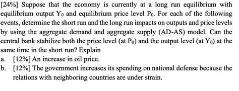 Solved [24 ] Suppose That The Economy Is Currently At A Long