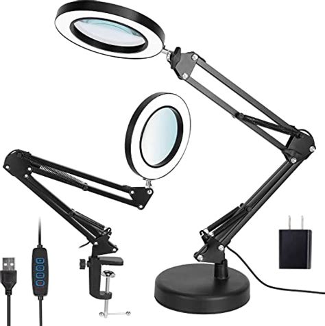 Loupe avec lumière et support lampe de bureau mandland 5X en verre