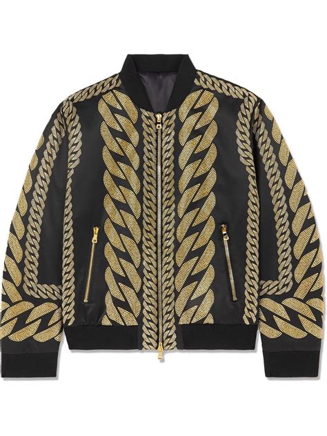 Balmain Embellished Silk Bomber Jacket Black Balmain