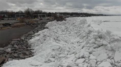 Drone Video Captures Stunning Ice Mountains On Lake Erie