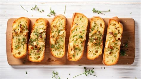 Premium Ai Image Freshly Baked Garlic Bread Horizontal Background