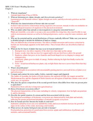 BIOL U301 Exam 1 Chapter 25 Reading Questions BIOL U301 Exam 1