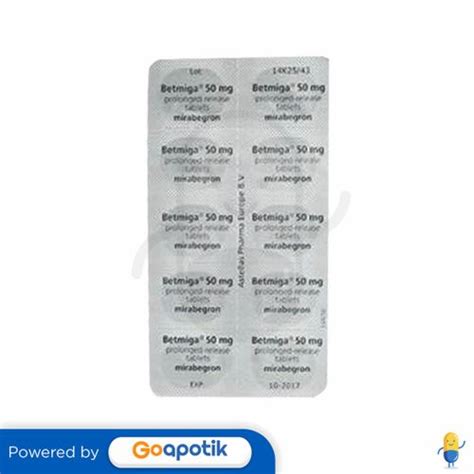 Betmiga 50 Mg Strip 10 Tablet Kegunaan Efek Samping Dosis Dan