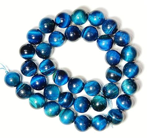 1 Strang echte natürliche Tigeraugen Perlen Pfau Blau 10 mm Kaufen