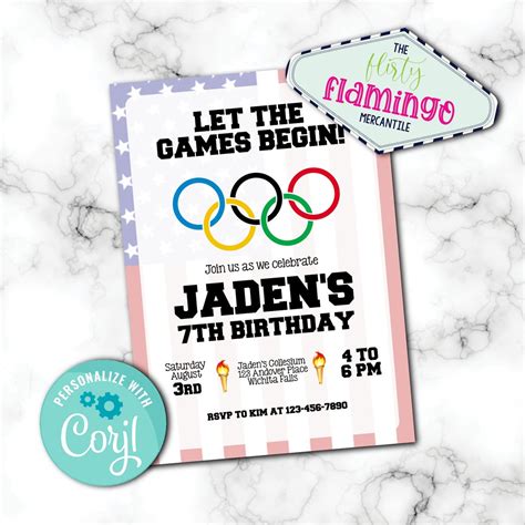 Olympics Birthday Invitation Summer Olympics Party Invitation Olympic