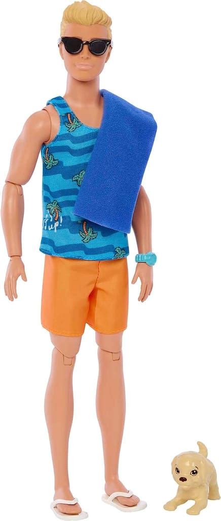 Barbie Ken Doll With Surfboard Poseable Blonde Barbie Ken Beach Doll