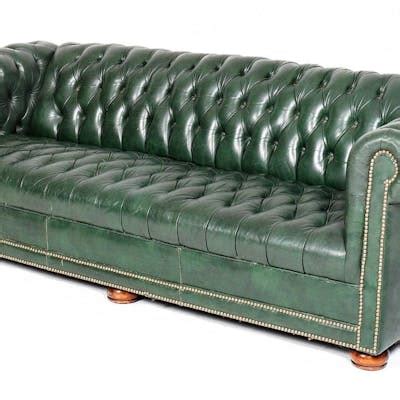 Green Leather Chesterfield Sofa | Barnebys