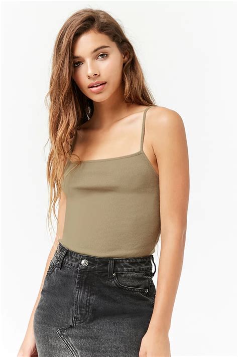 Forever 21 Ribbed Straight Neck Cami Gigi Hadids Ribbed Tank Top In