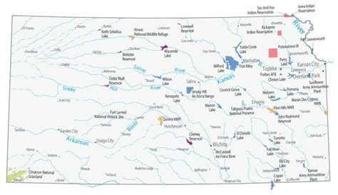 Kansas Lakes and Rivers Map - GIS Geography