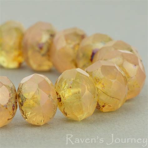 Rondelle X Mm Yellow Pink Opaline Transparent With Picasso Raven S