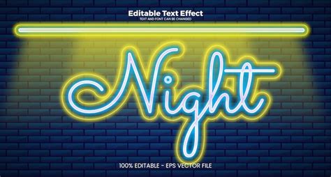 Premium Vector Night Editable Text Effect In Modern Neon Style