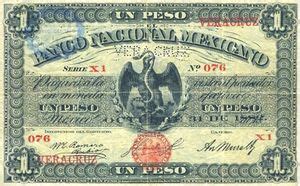 Banknote 1 Peso Mexico Specialized Issues Commercial Banks Wor S 249c