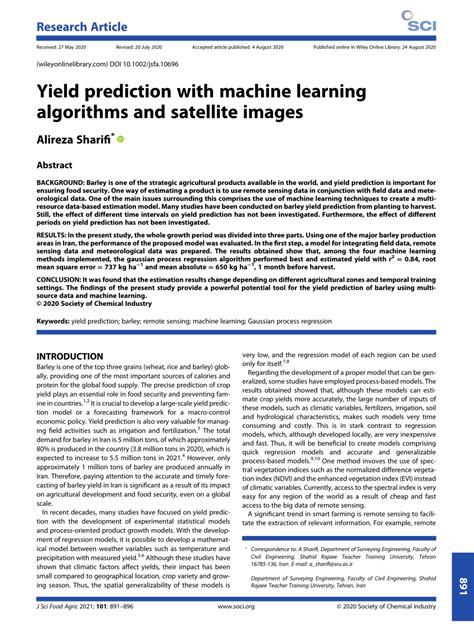 Pdf Yield Prediction With Machine Learning Algorithms And Satellite