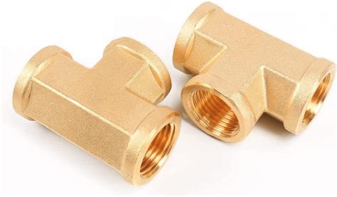 2 Pcs Brass Pipe Tee Female 14 Npt Thread Equal Air Fuel Solid