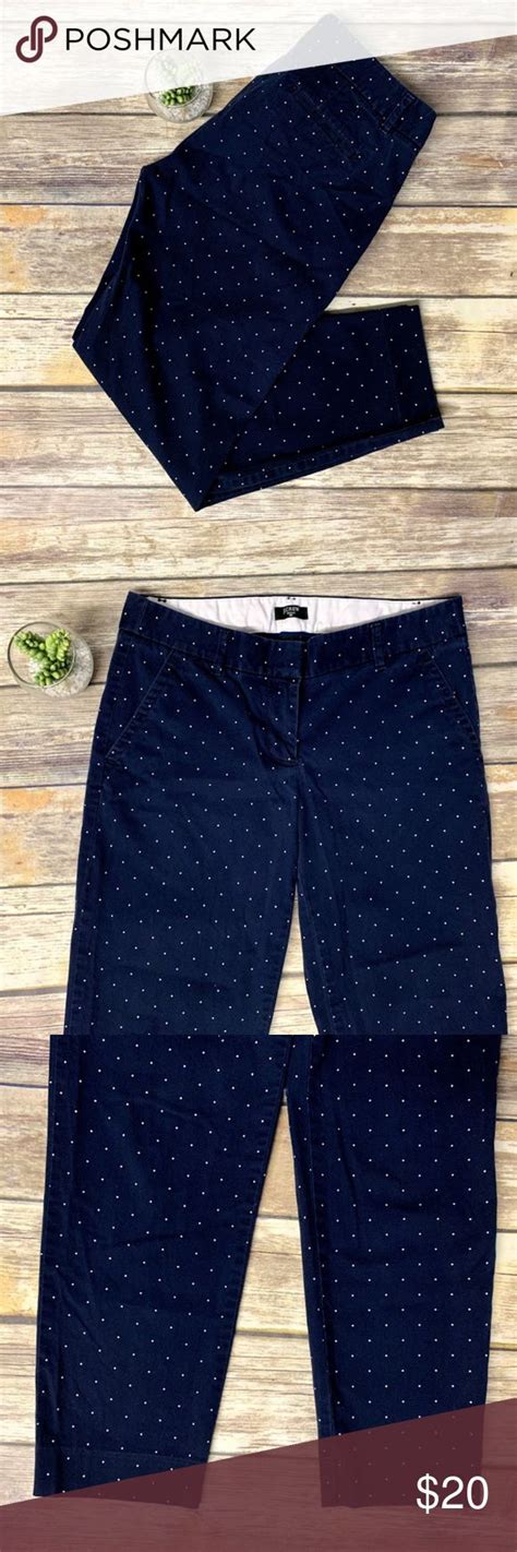 J Crew Blue White Polka Dot City Fit Skimmer Pants J Crew Factory Navy