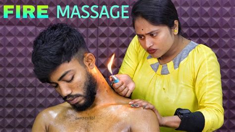 Full Body Fire Massage By Beautiful Barber Head Massage Body