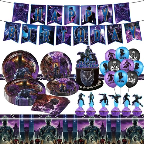 Decoración de suministros para fiesta de cumpleaños de Black Panther